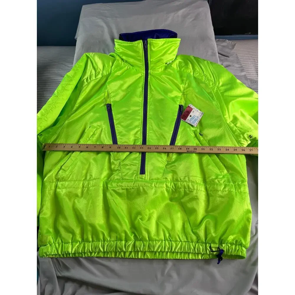 Vintage Obermeyer Ski Jacket Neon Green Purple Mens XL Retro 90s Pullover Coat